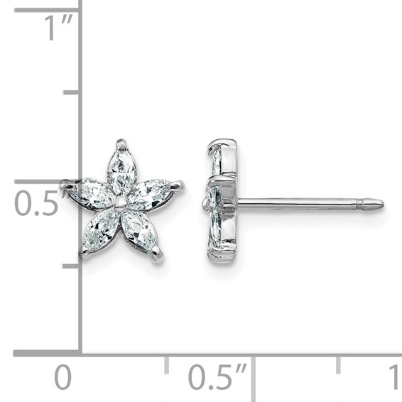 Gold Diamond Flower Post Earrings