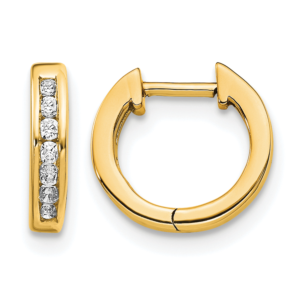 10k Gold Polished Diamond Hinged Hoop Earrings (EM5347-010-1YA)