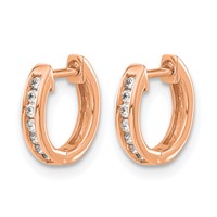 14K Rose Gold 0.12 Carat Lab Grown Diamond VS SI+ G+ Complete Hinged Hoop Earrings view 2