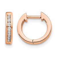 14K Rose Gold 0.12 Carat Lab Grown Diamond VS SI+ G+ Complete Hinged Hoop Earrings view 1