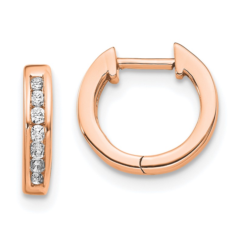 14k Rose Gold 1/8 carat Lab Grown Diamond VS/SI+ G+ Complete Hinged Hoop Earrings
