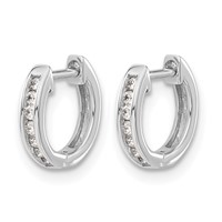 14K White Gold 0.12 Carat Lab Grown Diamond VS SI+ G+ Complete Hinged Hoop Earrings view 2