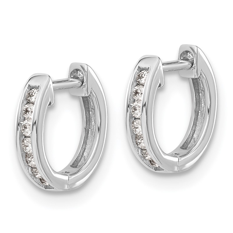14k White Gold 1/8 carat Lab Grown Diamond VS/SI+ G+ Complete Hinged Hoop Earrings