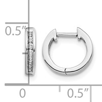 14K White Gold 0.12 Carat Lab Grown Diamond VS SI+ G+ Complete Hinged Hoop Earrings view 4