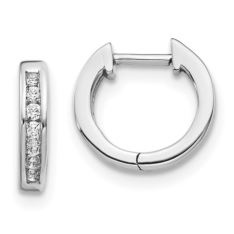 14k White Gold 1/8 carat Lab Grown Diamond VS/SI+ G+ Complete Hinged Hoop Earrings