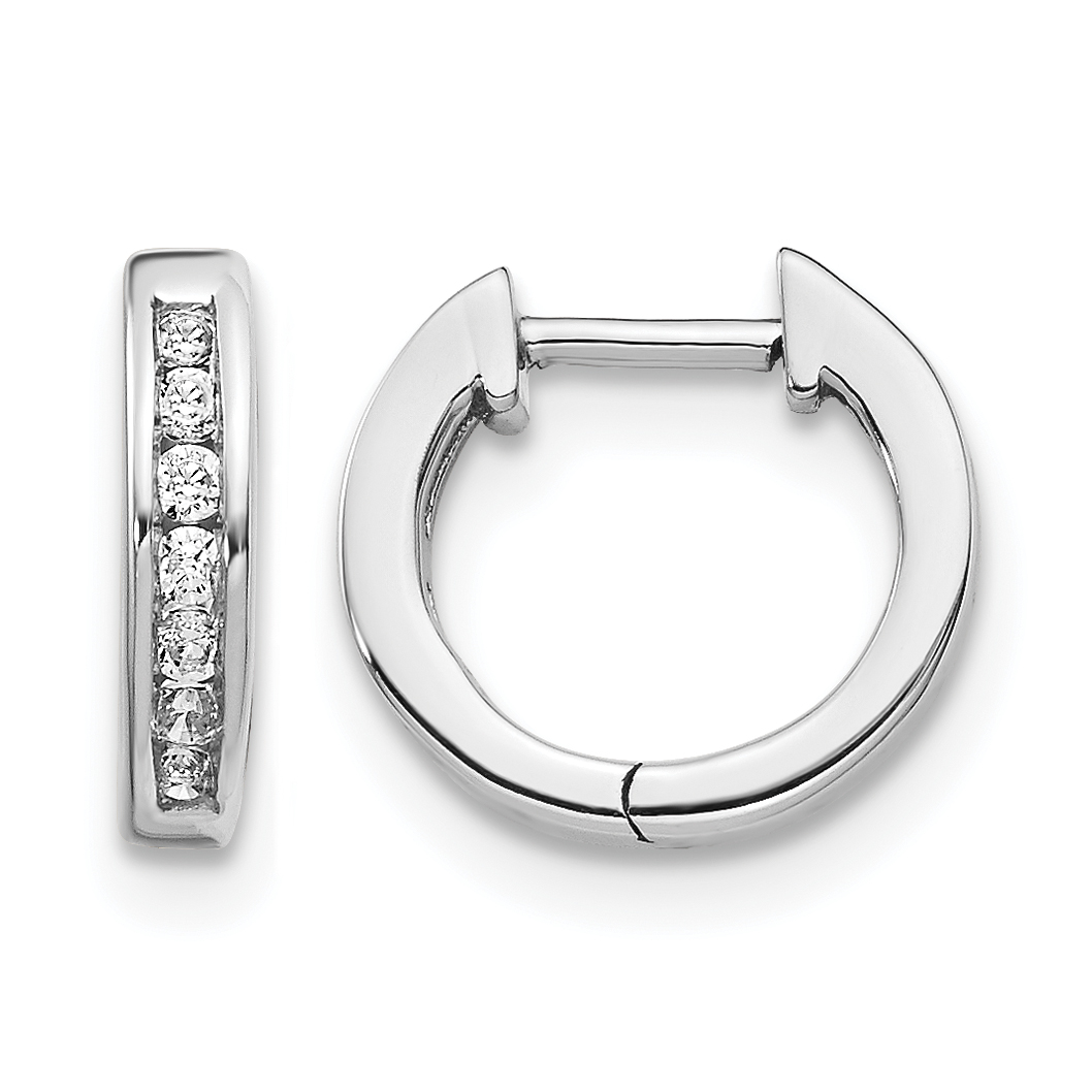 14k White Gold Diamond Hinged Hoop Earrings (EM5347-010-WA)
