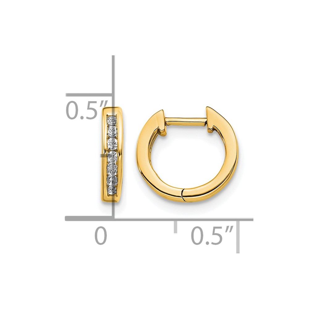 14k Gold Polished Diamond Hinged Hoop Earrings (EM5347-010-YA)