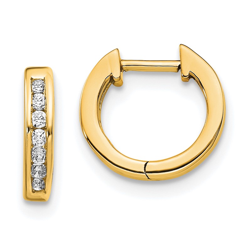 14k 1/8 carat Lab Grown Diamond VS/SI+ G+ Complete Hinged Hoop Earrings