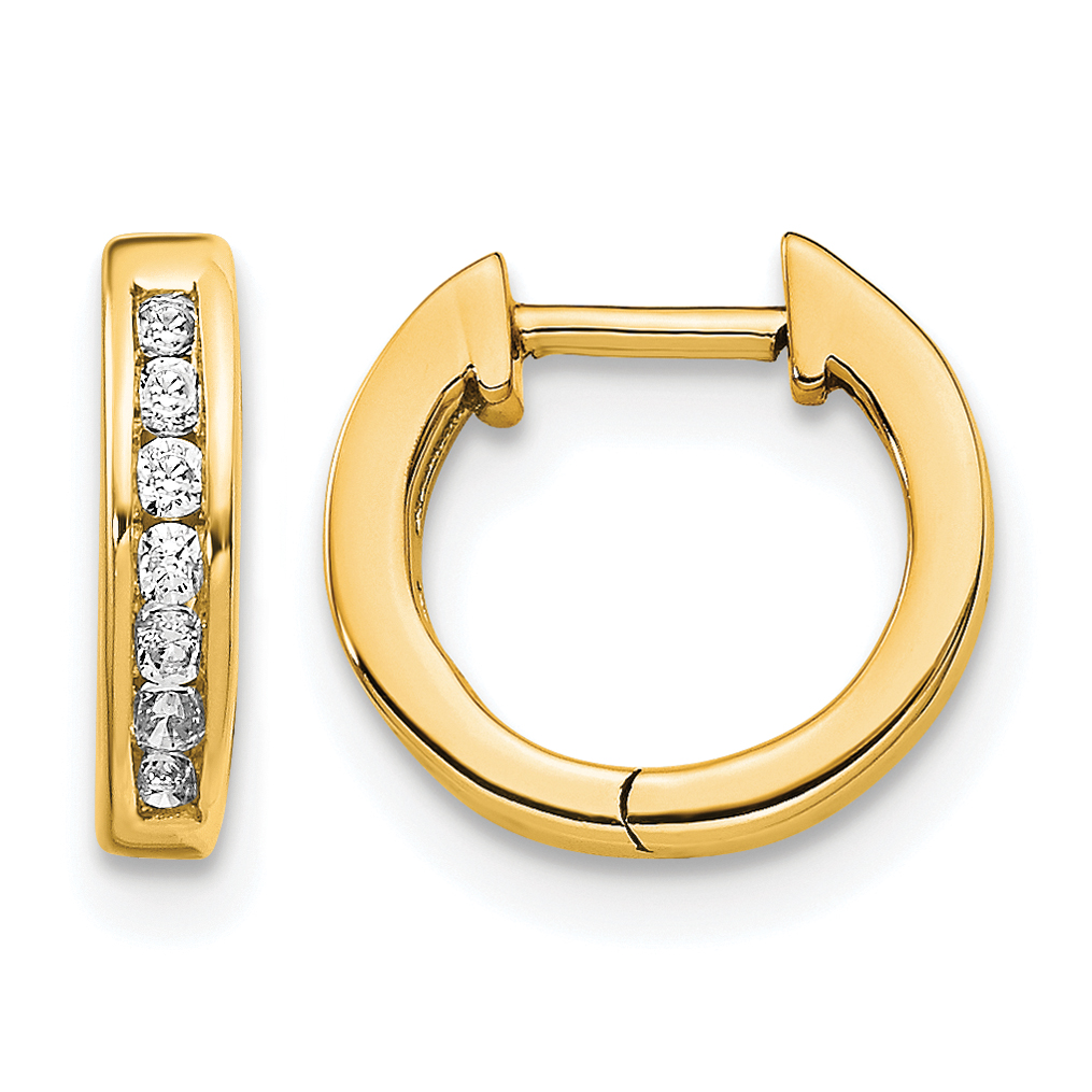 14k Gold Polished Diamond Hinged Hoop Earrings (EM5347-010-YA)