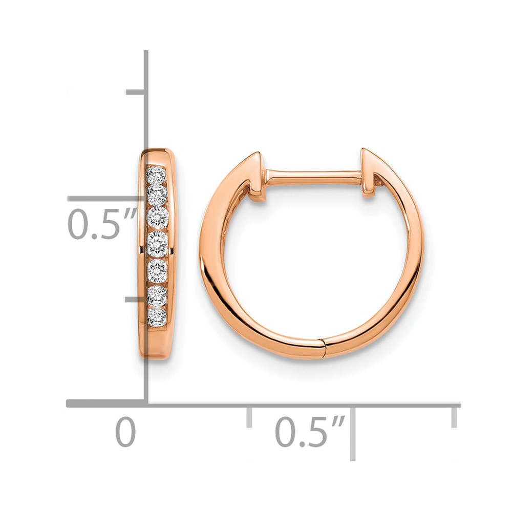 10k Rose Gold Polished Diamond Hinged Hoop Earrings (EM5347-020-1RA)