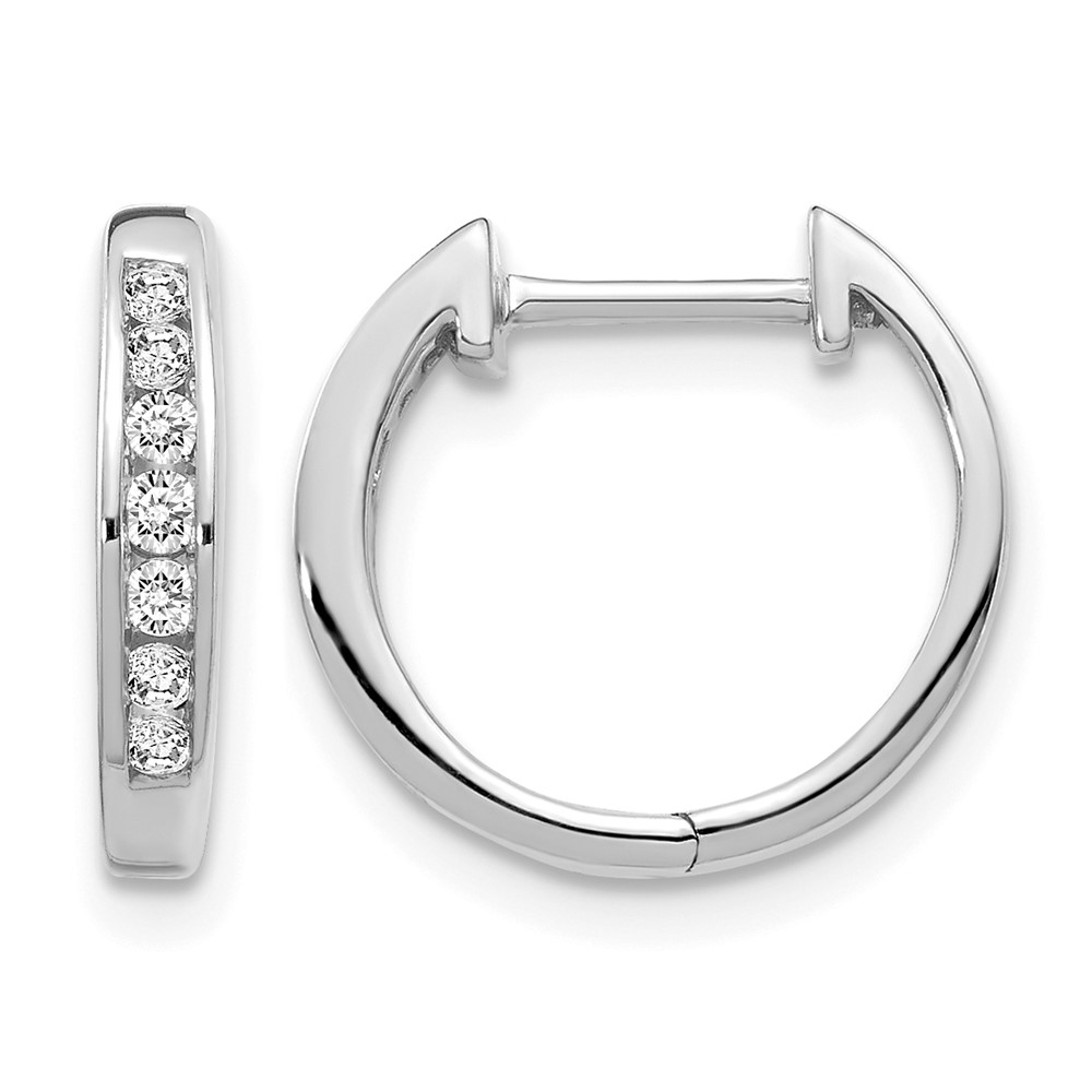 14k White Gold Diamond Hinged Hoop Earrings (EM5347-020-WA)