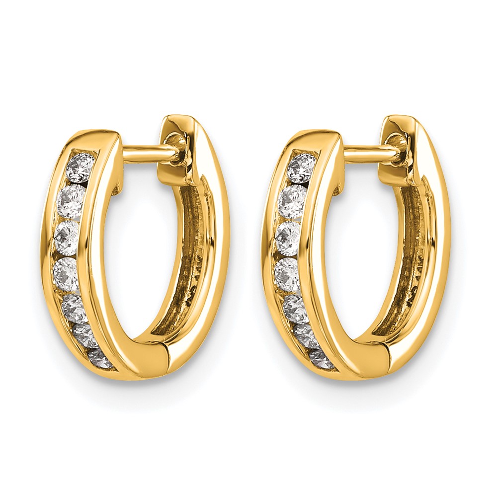 14k Gold Polished Diamond Hinged Hoop Earrings (EM5347-020-YA)