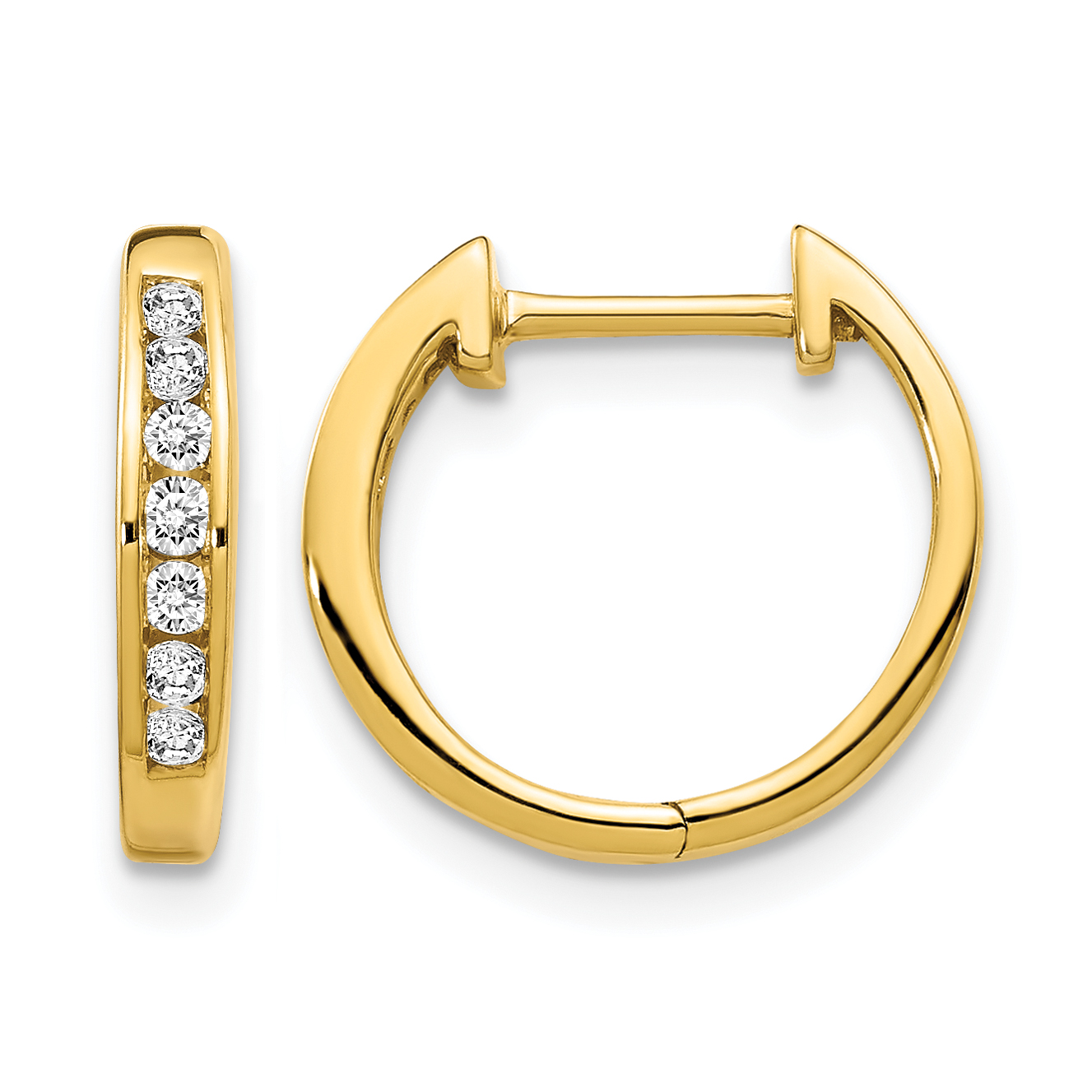 14k Gold Polished Diamond Hinged Hoop Earrings (EM5347-020-YA)