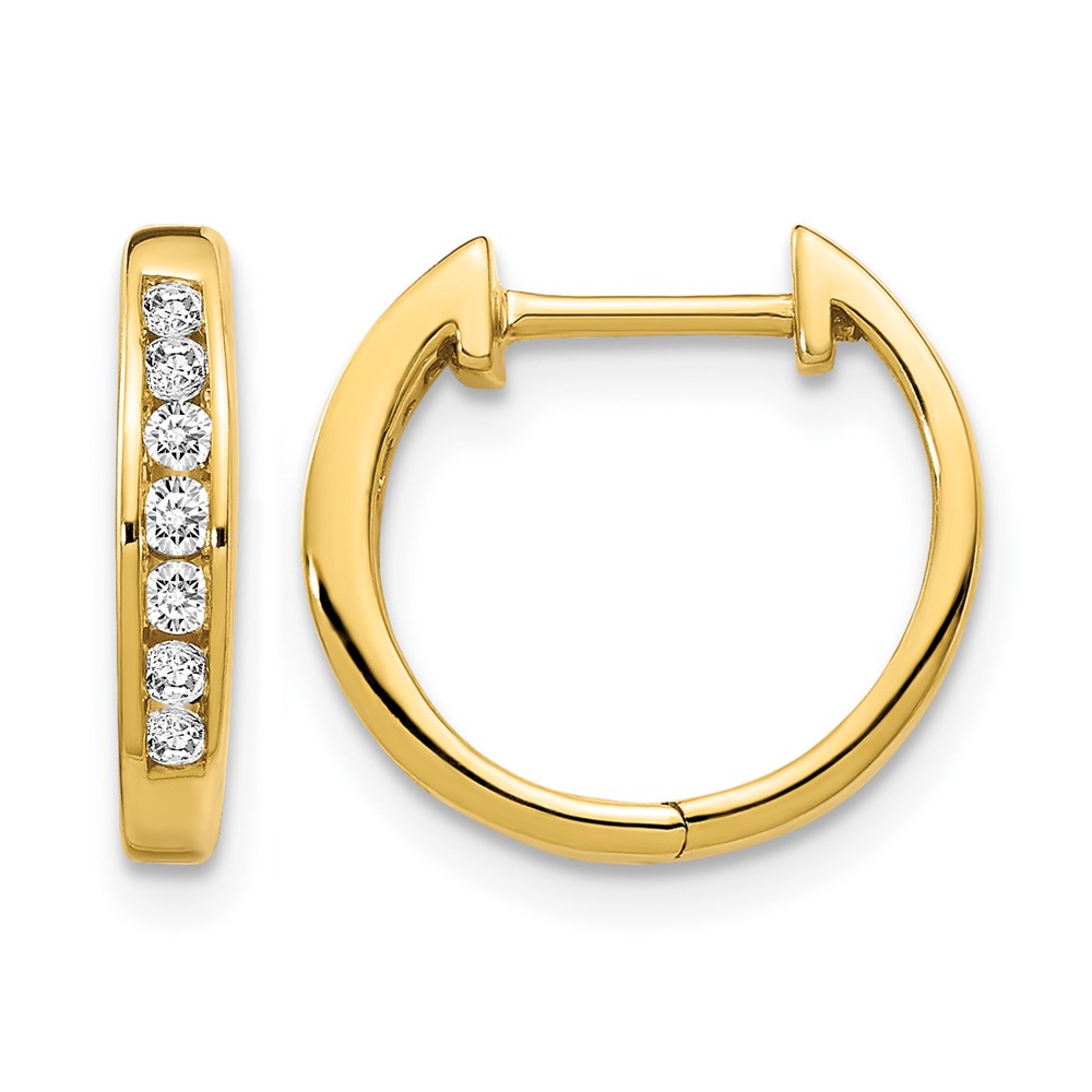 14k Gold Polished Diamond Hinged Hoop Earrings (EM5347-020-YA)