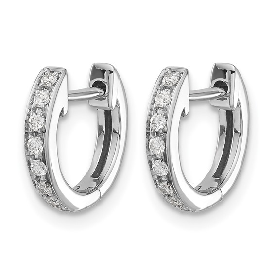 10k White Gold Diamond Hinged Hoop Earrings