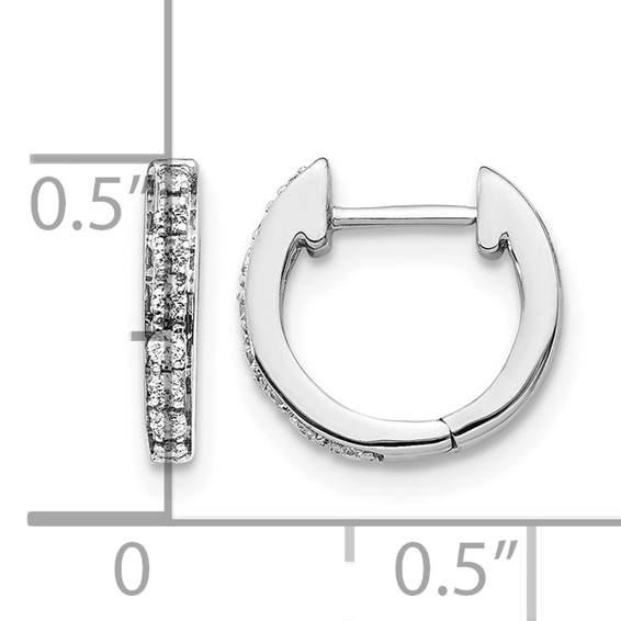 10k White Gold Diamond Hinged Hoop Earrings