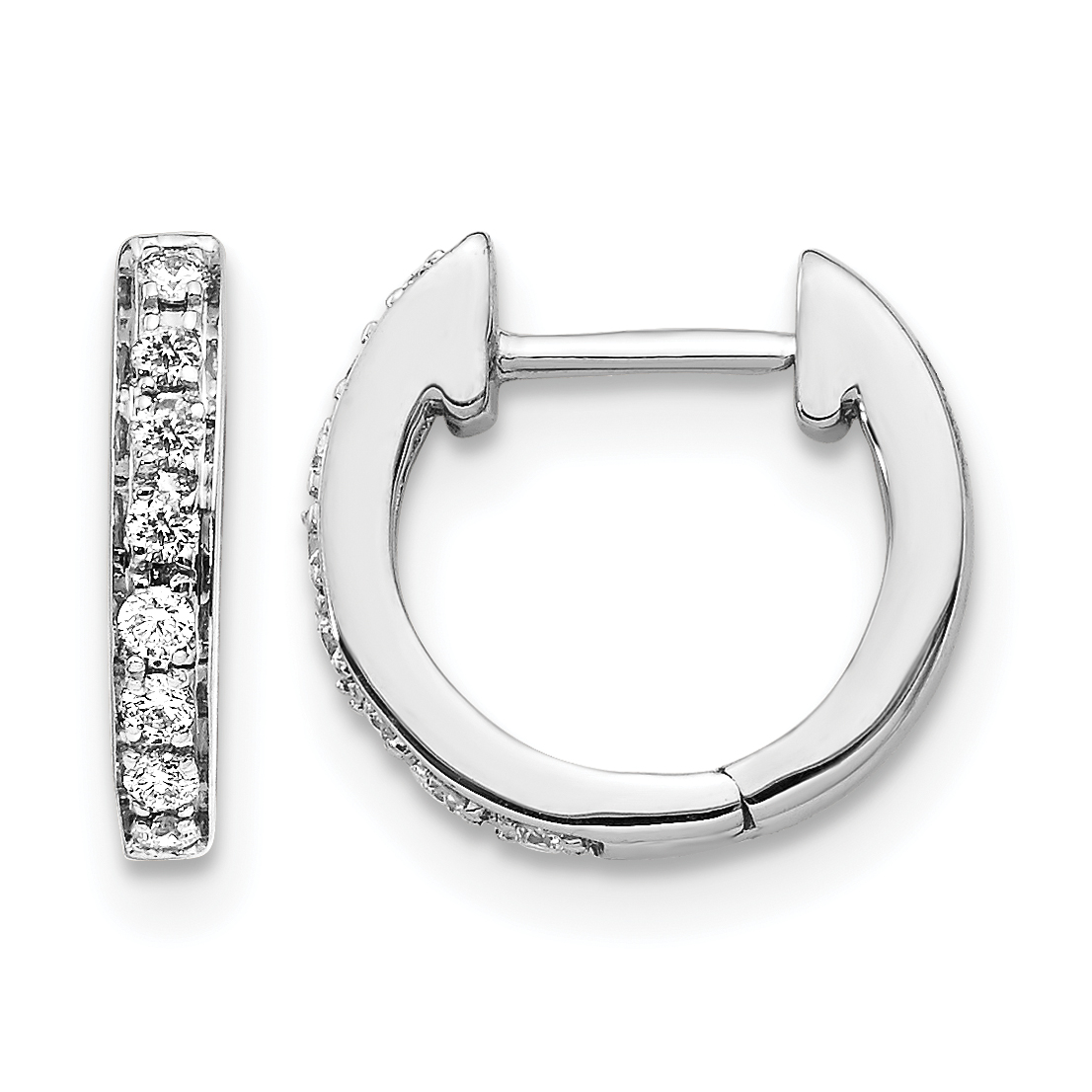 10k White Gold Diamond Hinged Hoop Earrings (EM5348-016-1WA)