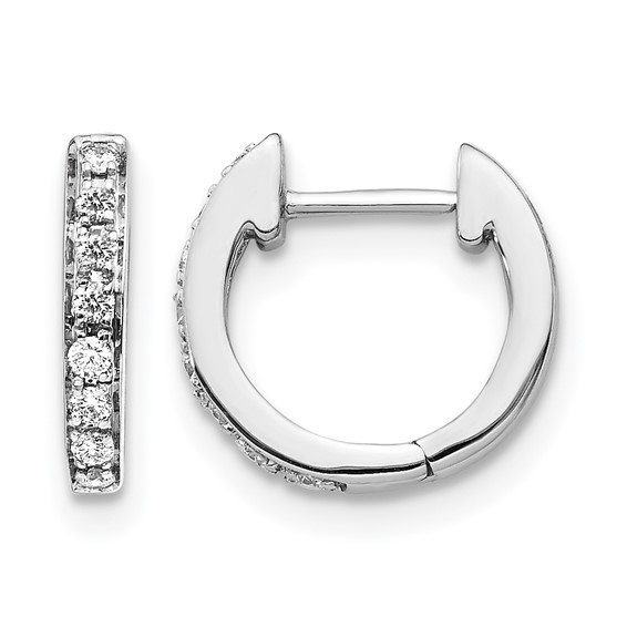 10k White Gold Diamond Hinged Hoop Earrings