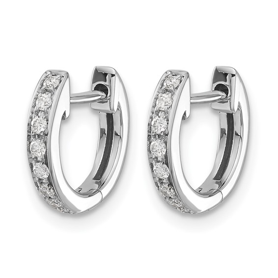 14k White Gold 1/6 carat Diamond Hinged Hoop Earrings