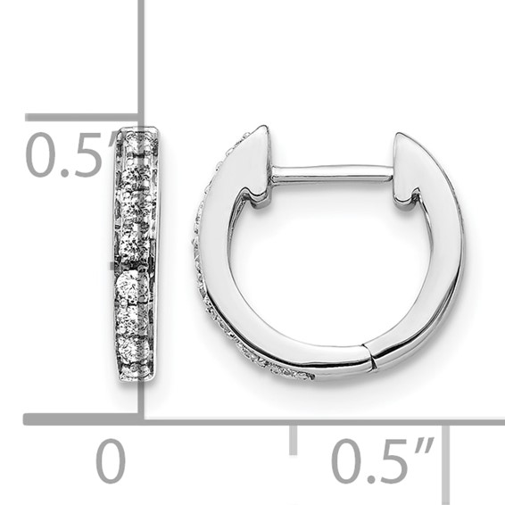 14k White Gold 1/6 carat Diamond Hinged Hoop Earrings