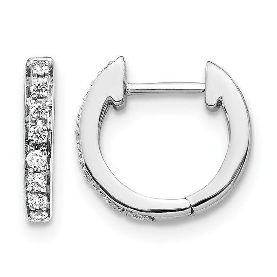 14k White Gold 1/6 carat Diamond Hinged Hoop Earrings