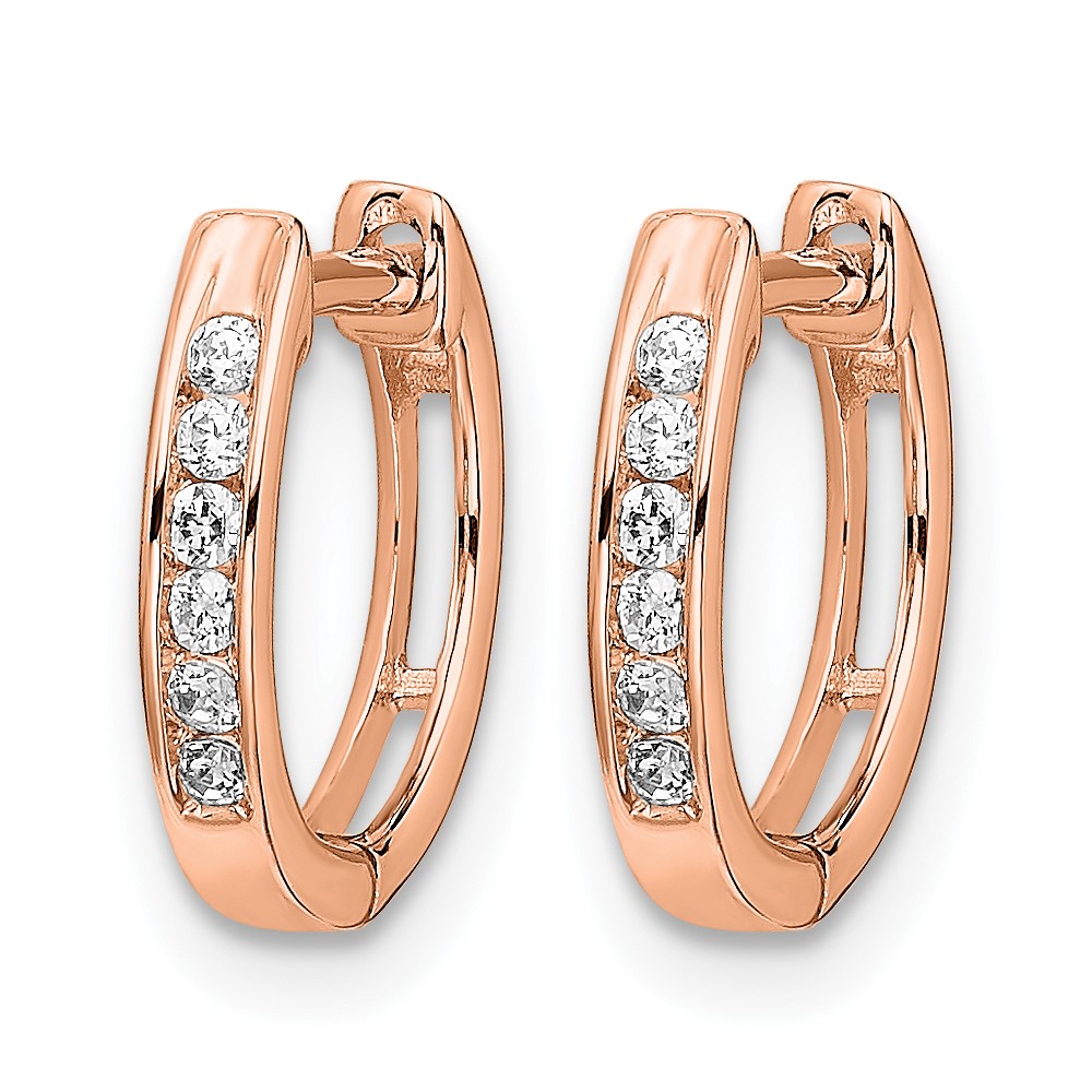 10k Rose Gold Polished Diamond Hinged Hoop Earrings (EM5349-013-1RA)
