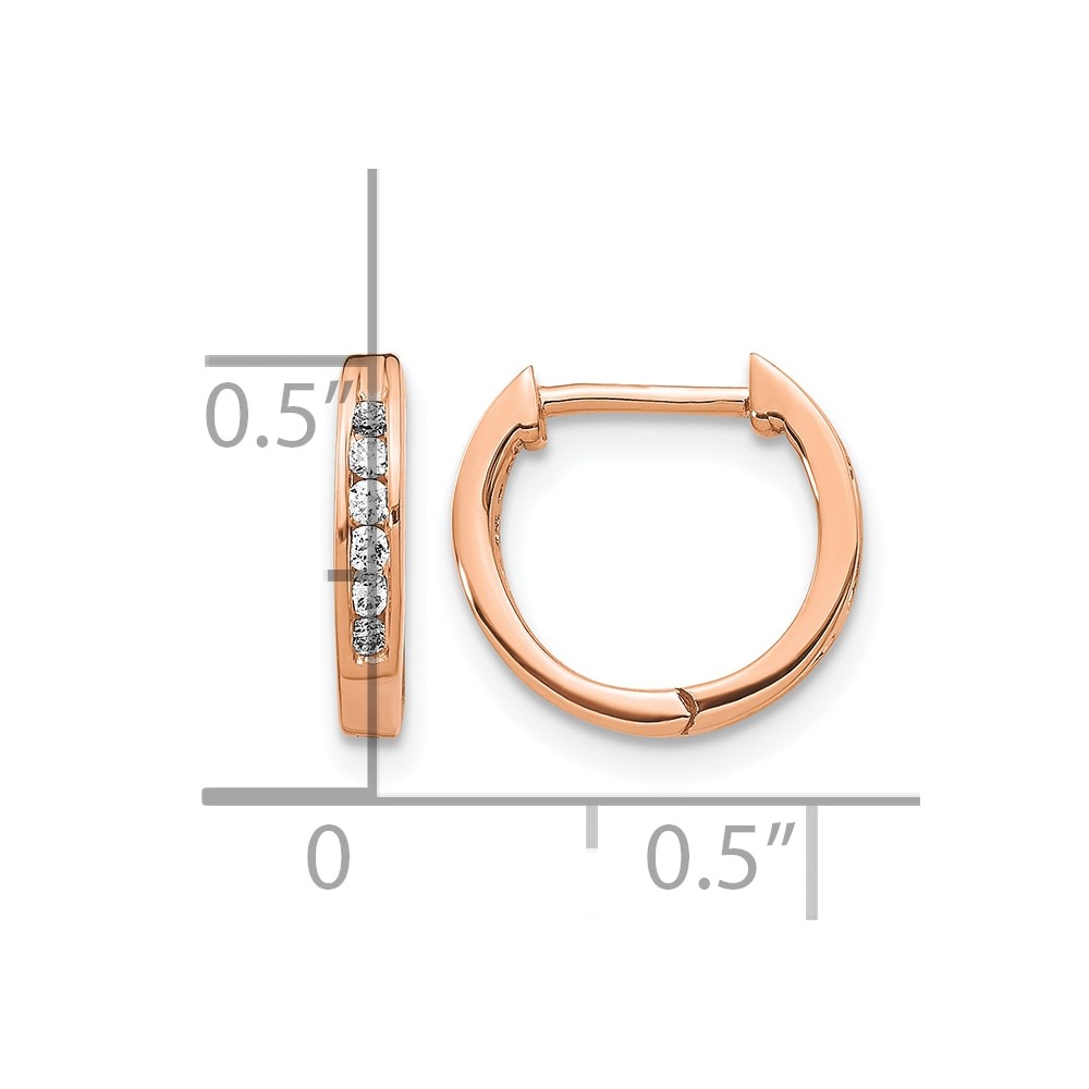 10k Rose Gold Polished Diamond Hinged Hoop Earrings (EM5349-013-1RA)