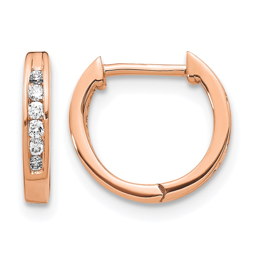 10k Rose Gold Polished Diamond Hinged Hoop Earrings (EM5349-013-1RA)