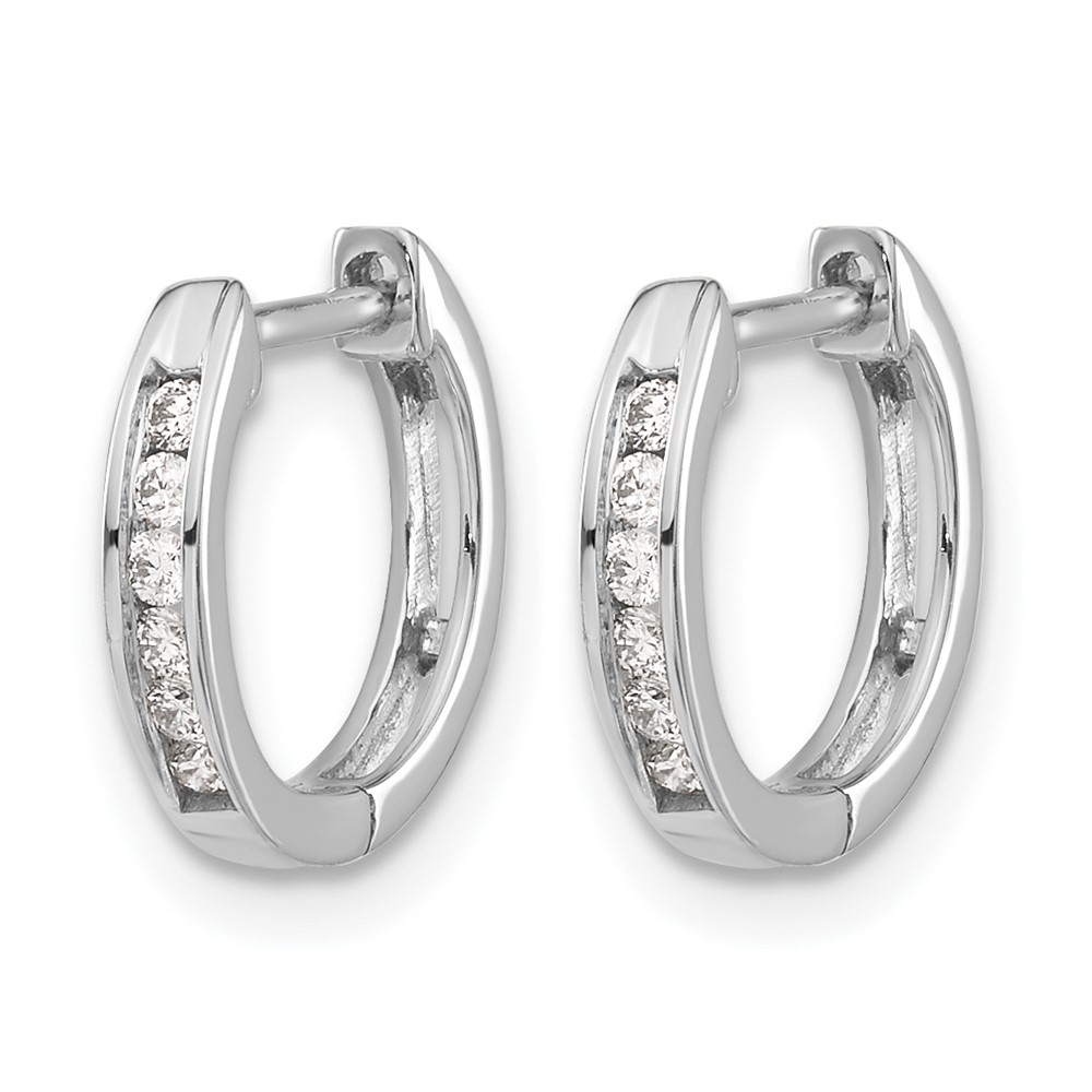 10k White Gold Polished Diamond Hinged Hoop Earrings (EM5349-013-1WA)
