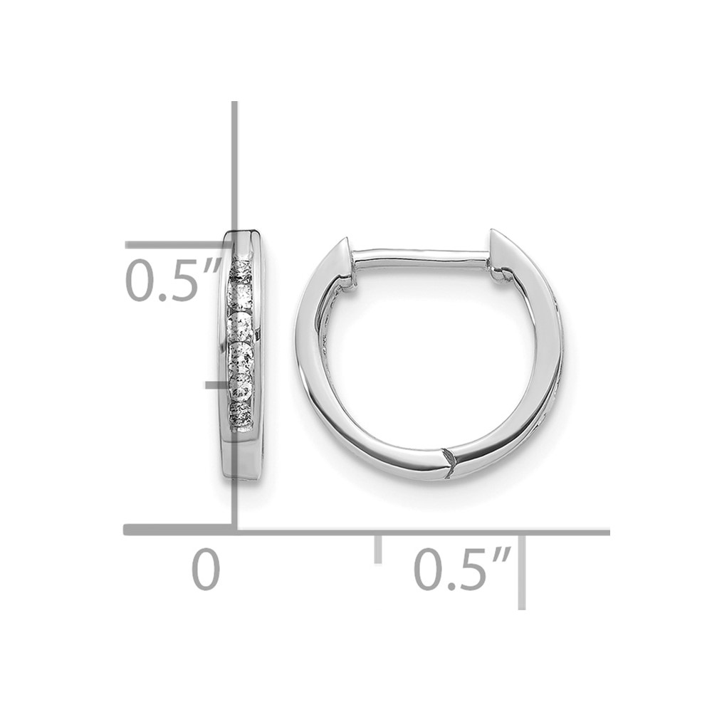 10k White Gold Polished Diamond Hinged Hoop Earrings (EM5349-013-1WA)