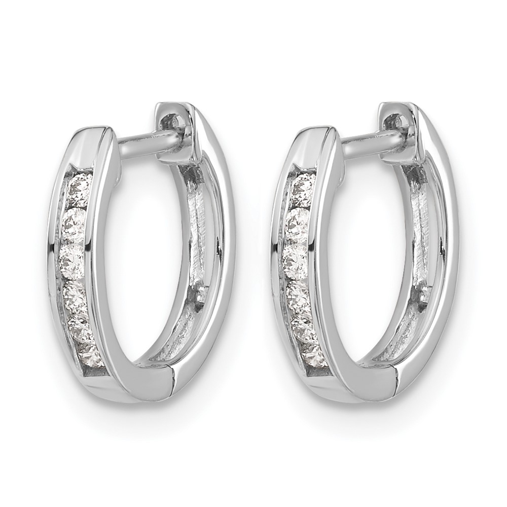 14k White Gold Polished Diamond Hinged Hoop Earrings (EM5349-013-WA)