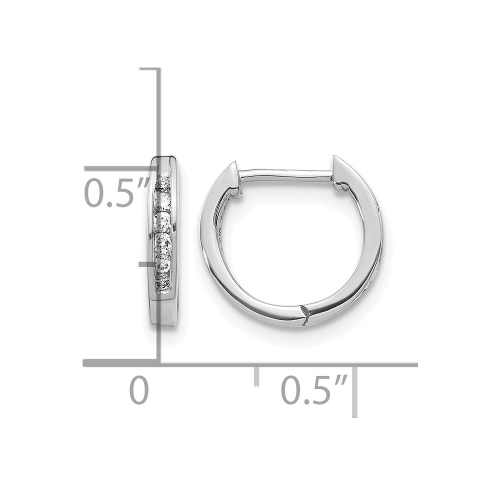 14k White Gold Polished Diamond Hinged Hoop Earrings (EM5349-013-WA)