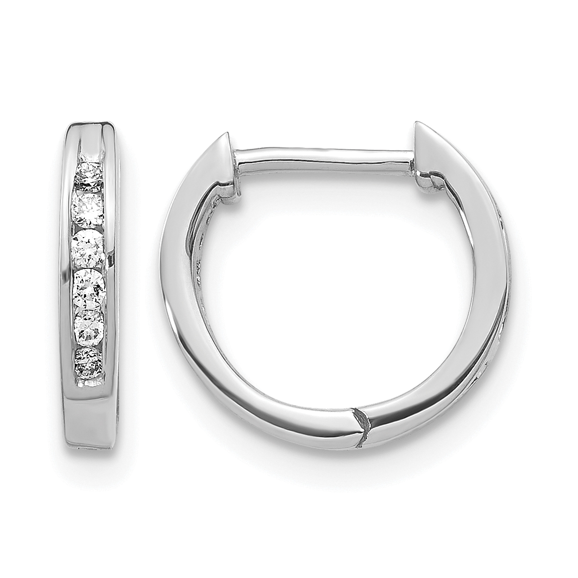14k White Gold Polished Diamond Hinged Hoop Earrings (EM5349-013-WA)