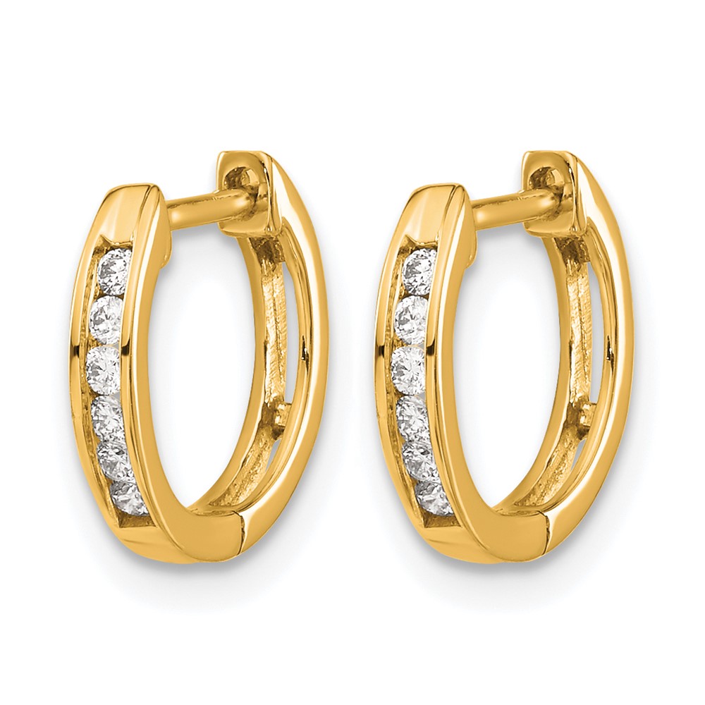 14k Gold Polished Diamond Hinged Hoop Earrings (EM5349-013-YA)