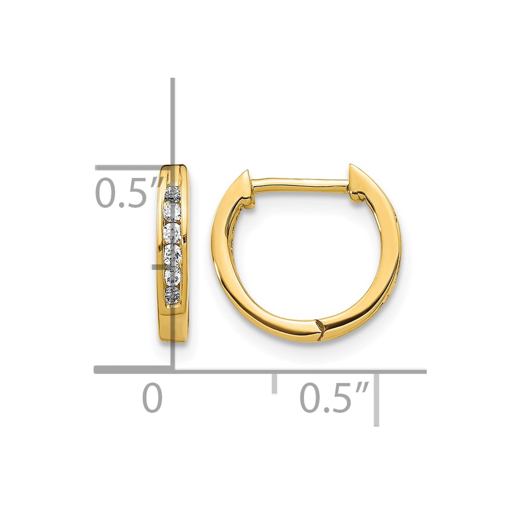 14k Gold Polished Diamond Hinged Hoop Earrings (EM5349-013-YA)