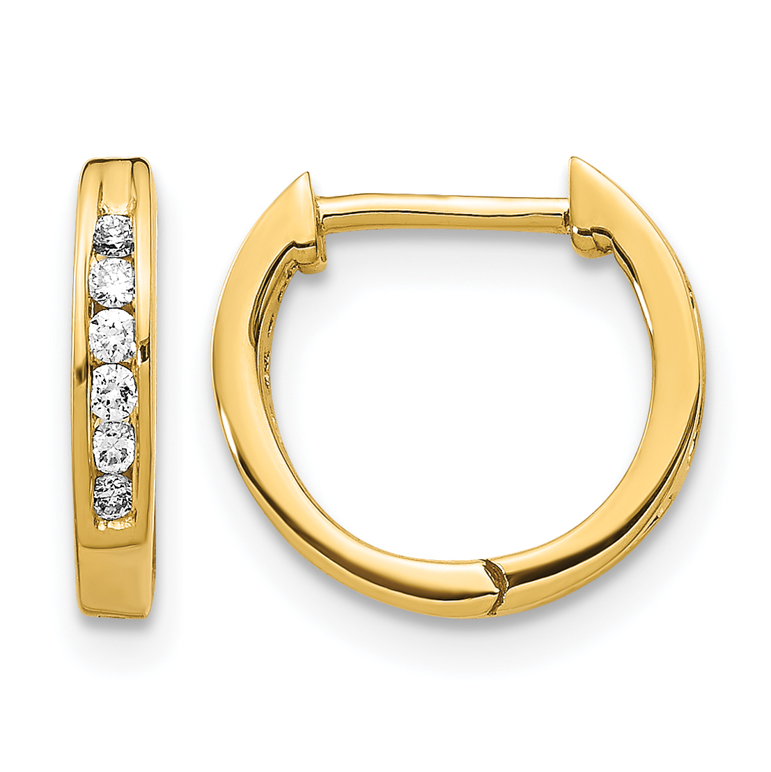 14k Gold Polished Diamond Hinged Hoop Earrings (EM5349-013-YA)