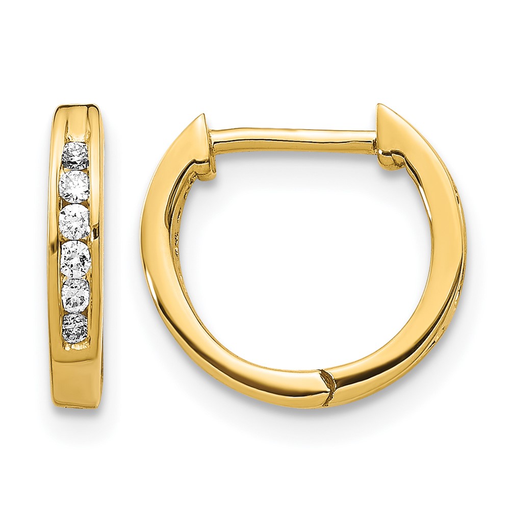 14k Gold Polished Diamond Hinged Hoop Earrings (EM5349-013-YA)