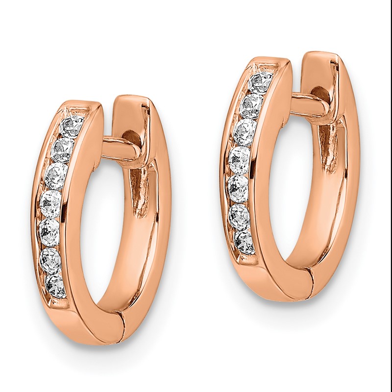 14k Rose Gold 1/8 carat Lab Grown Diamond VS/SI+ G+ Complete Hinged Hoop Earrings