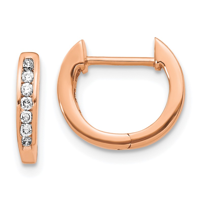 14k Rose Gold 1/8 carat Lab Grown Diamond VS/SI+ G+ Complete Hinged Hoop Earrings