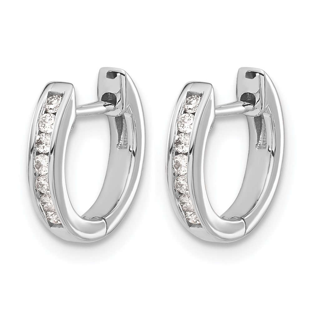14k White Gold Polished Diamond Hinged Hoop Earrings (EM5350-016-WA)