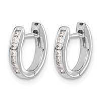 14K White Gold 0.12 Carat Lab Grown Diamond VS SI+ G+ Complete Hinged Hoop Earrings view 2