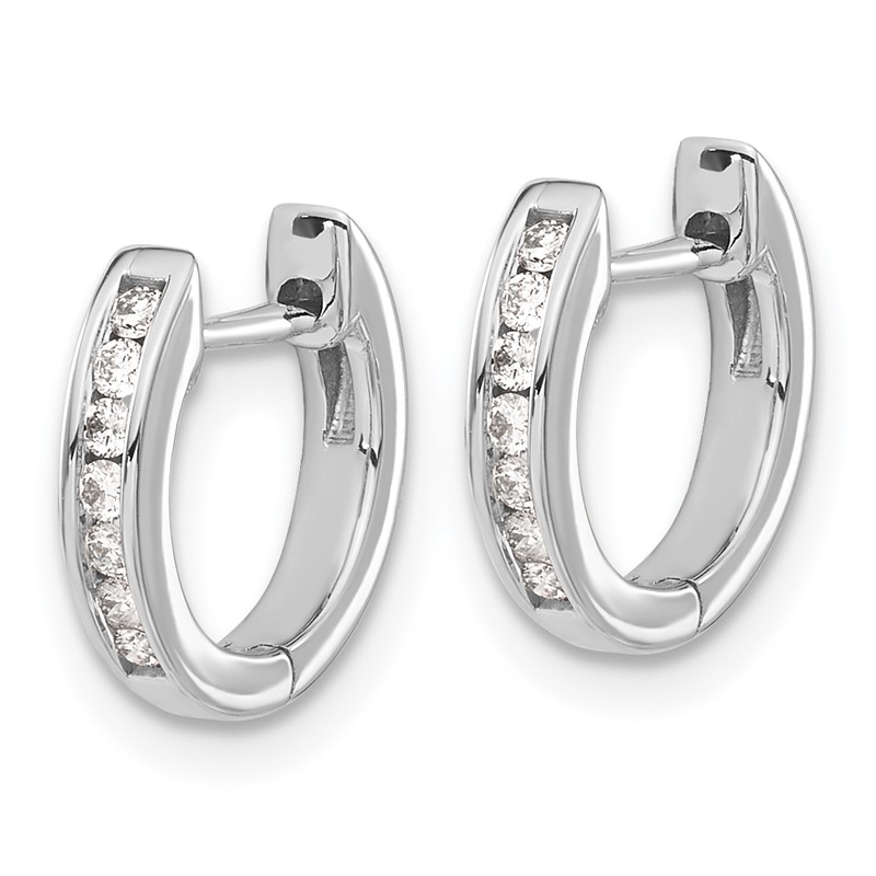 14k White Gold 1/8 carat Lab Grown Diamond VS/SI+ G+ Complete Hinged Hoop Earrings