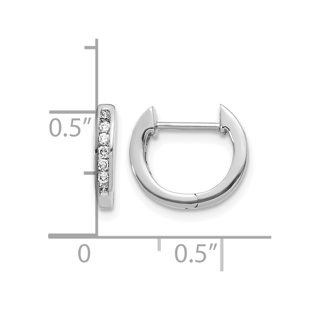 14k White Gold Polished Diamond Hinged Hoop Earrings (EM5350-016-WA)