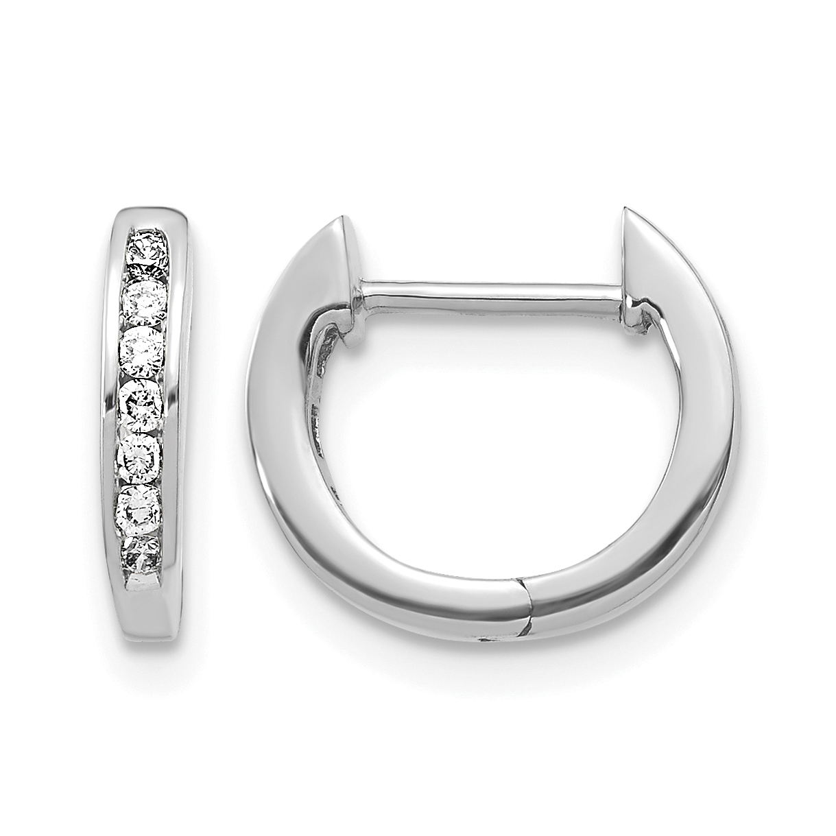 14k White Gold Polished Diamond Hinged Hoop Earrings (EM5350-016-WA)