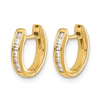 14K Yellow Gold 0.12 Carat Lab Grown Diamond VS SI+ G+ Complete Hinged Hoop Earrings view 2
