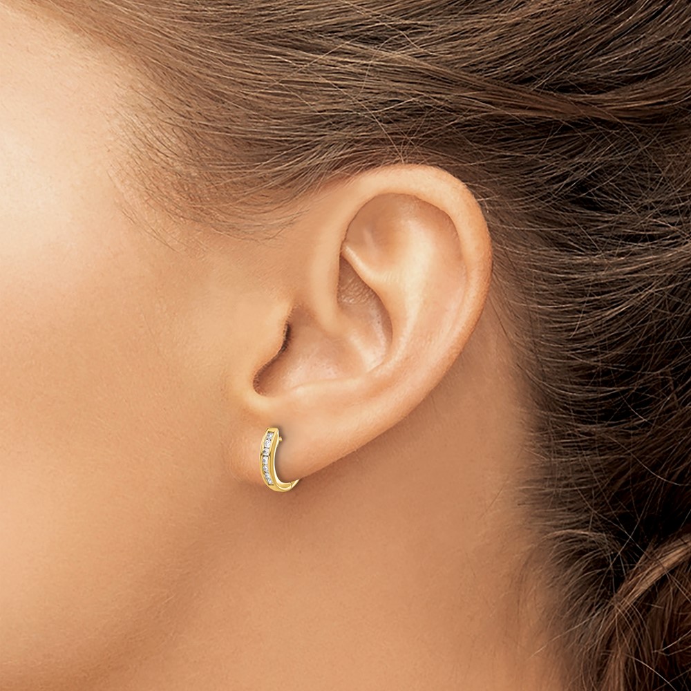 14k 1/8 carat Lab Grown Diamond VS/SI+ G+ Complete Hinged Hoop Earrings (EM5350-016-YLG)