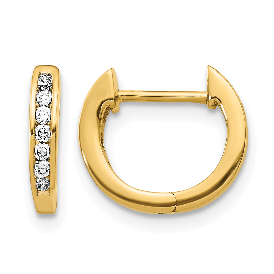 14k 1/8 carat Lab Grown Diamond VS/SI+ G+ Complete Hinged Hoop Earrings (EM5350-016-YLG)