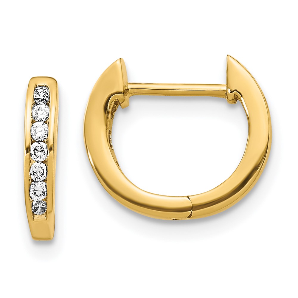 14K Gold Polished Lab Grown Diamond SI1/SI2, G H I, Hinged Hoop Earrings