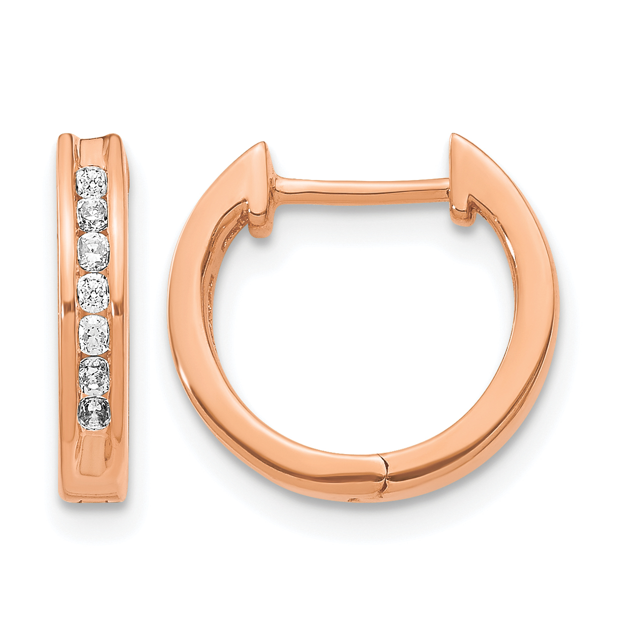 14k Rose Gold Diamond Hinged Hoop Earrings (EM5351-020-RA)