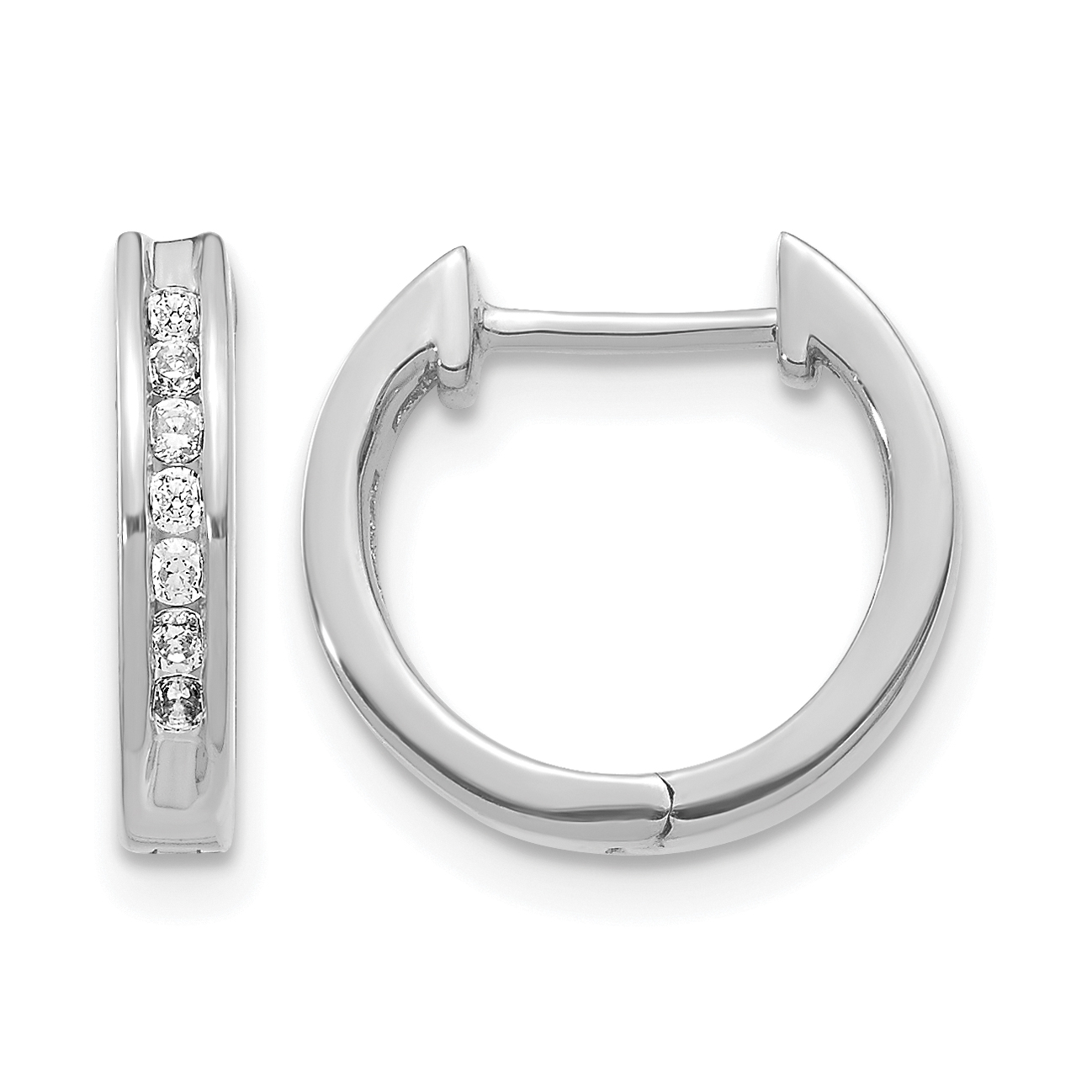 14k White Gold Diamond Hinged Hoop Earrings (EM5351-020-WA)